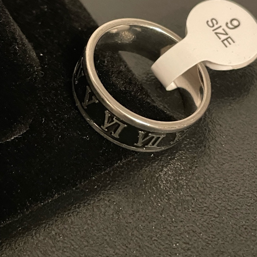 Black & Silver Roman Numeral Ring Size 9